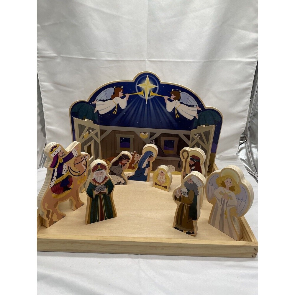 Melissa and Doug Wooden Christmas Nativity Set